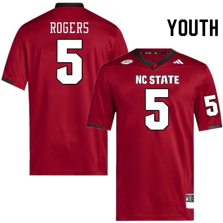 Youth #5 Noah Rogers NC State Wolfpack College Football Jerseys Stitched-Red